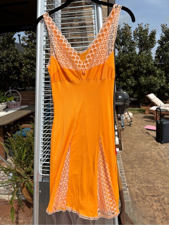 Other - Orange Lace Trim Slip Dress